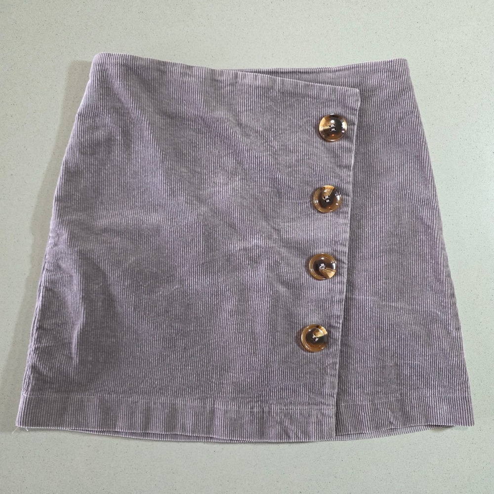 Altar'd State Womens Mauve Corduroy Button Front Mini Skirt Size M